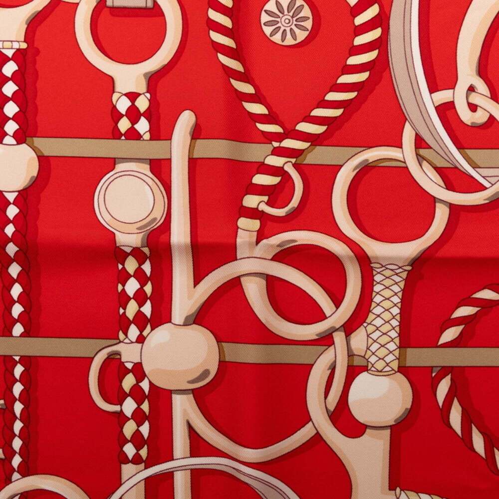 HERMES Red Silk Scarf - Picture 3 of 7
